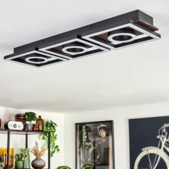Plafonnier Taboneira LED Brun foncé, Noir, 3 lumières