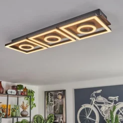 Plafonnier Taboneira LED Brun foncé, Noir, 3 lumières