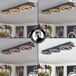 Plafonnier Taboneira LED Brun foncé, Noir, 3 lumières