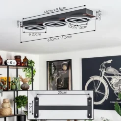 Plafonnier Taboneira LED Brun foncé, Noir, 3 lumières