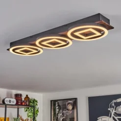 Plafonnier Taboneira LED Brun foncé, Noir, 3 lumières