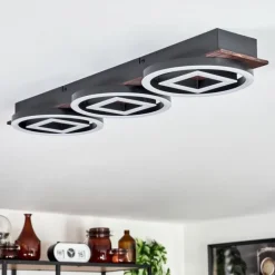Plafonnier Taboneira LED Brun foncé, Noir, 3 lumières