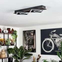 Plafonnier Taboneira LED Brun foncé, Noir, 2 lumières