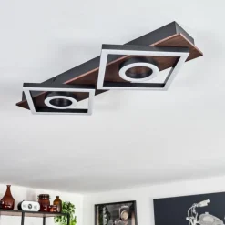 Plafonnier Taboneira LED Brun foncé, Noir, 2 lumières