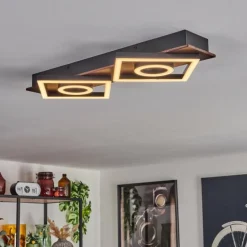 Plafonnier Taboneira LED Brun foncé, Noir, 2 lumières
