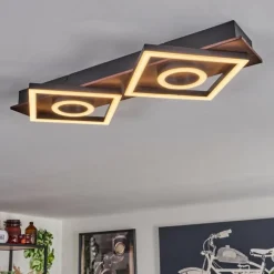 Plafonnier Taboneira LED Brun foncé, Noir, 2 lumières