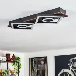Plafonnier Taboneira LED Brun foncé, Noir, 2 lumières