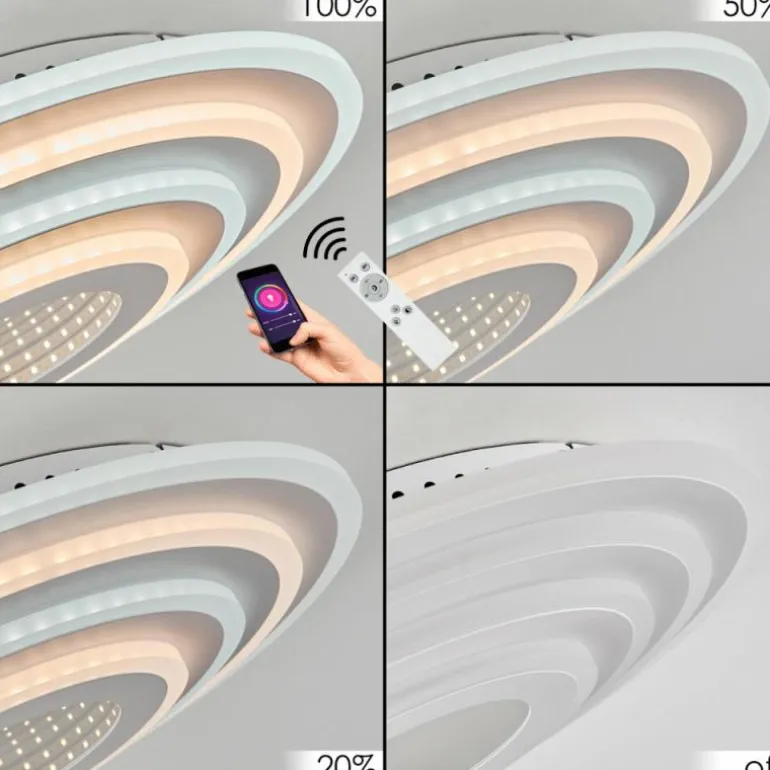 Plafonnier Takok LED Blanc, 1 lumière, Télécommandes