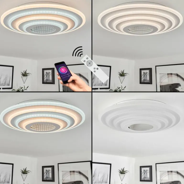 Plafonnier Takok LED Blanc, 1 lumière, Télécommandes