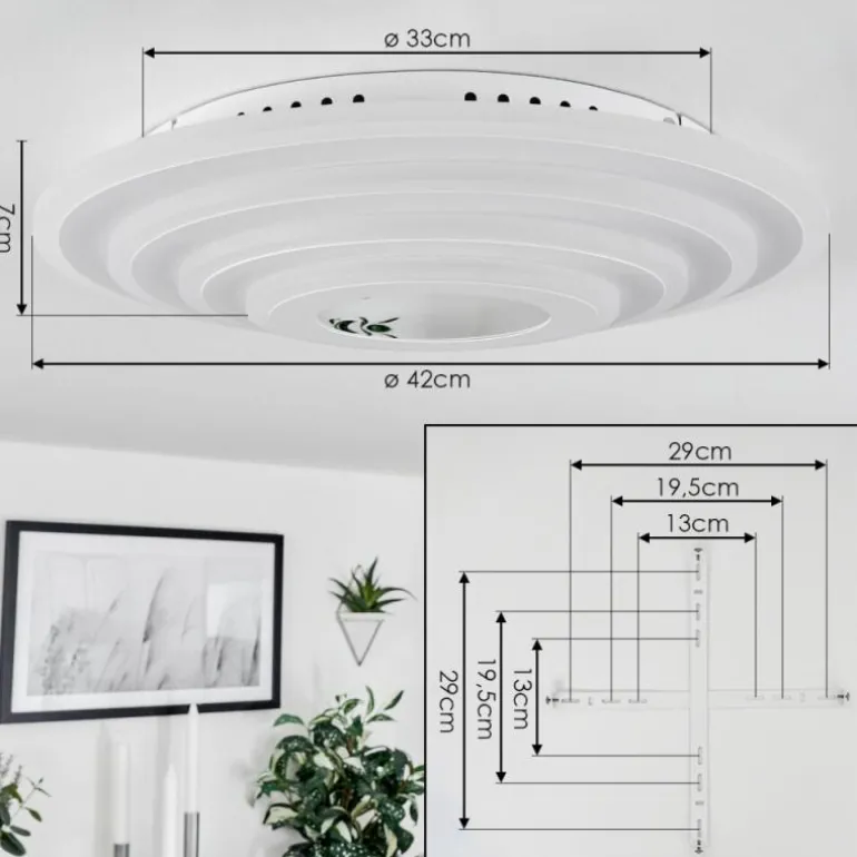 Plafonnier Takok LED Blanc, 1 lumière, Télécommandes
