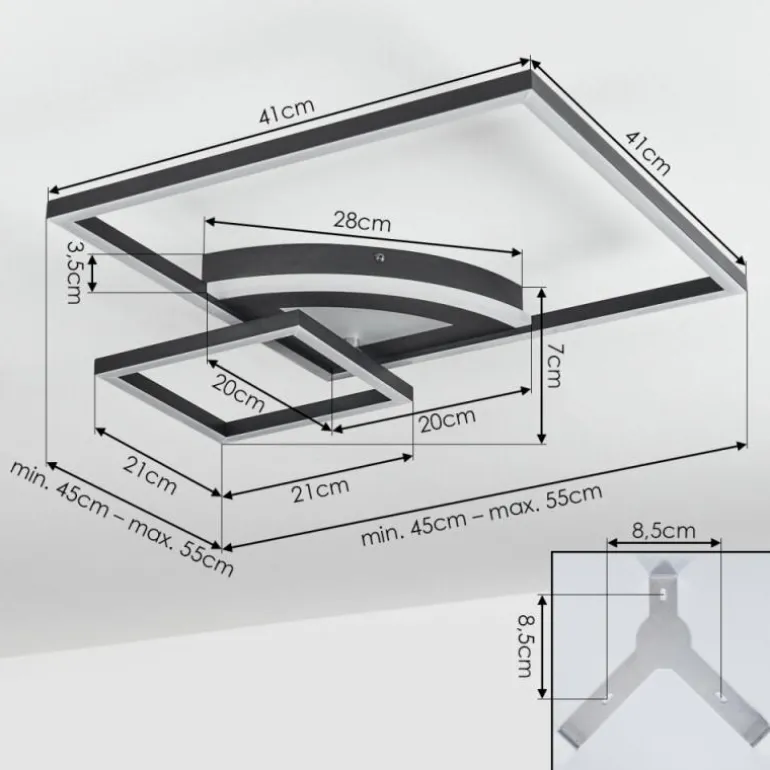 Plafonnier Taleta LED Noir, Blanc, 1 lumière