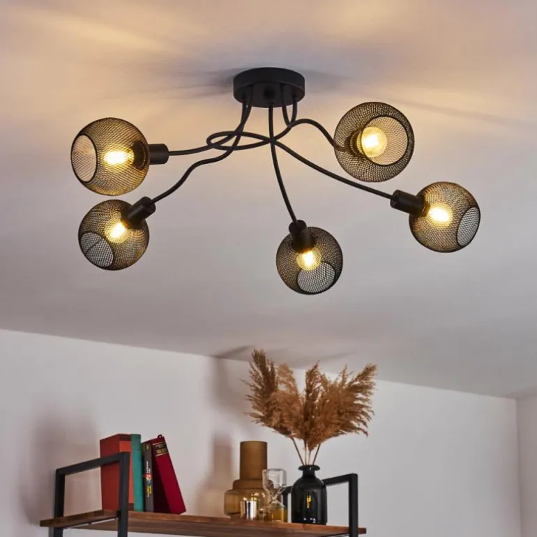 Plafonnier Tambo Noir, 5 lumières