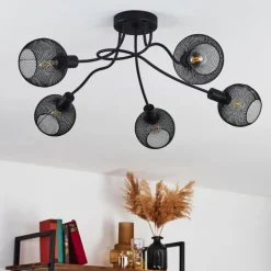 Plafonnier Tambo Noir, 5 lumières