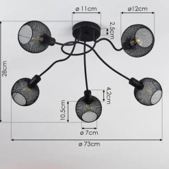Plafonnier Tambo Noir, 5 lumières
