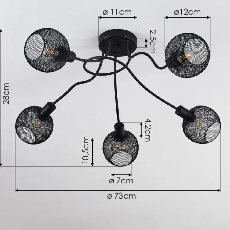 Plafonnier Tambo Noir, 5 lumières