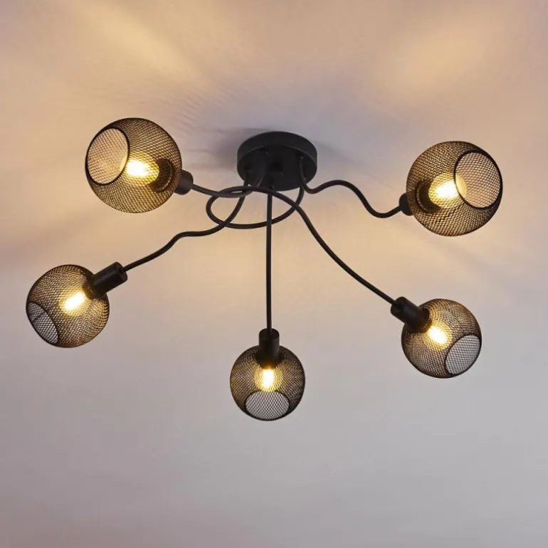 Plafonnier Tambo Noir, 5 lumières