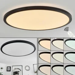 Plafonnier Tamesch LED Noir, 1 lumière, Télécommandes