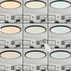 Plafonnier Tamesch LED Noir, 1 lumière, Télécommandes