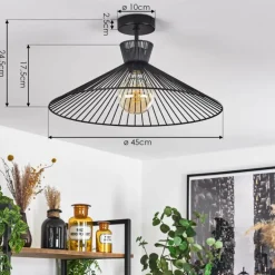 Plafonnier Tamins Noir, 1 lumière