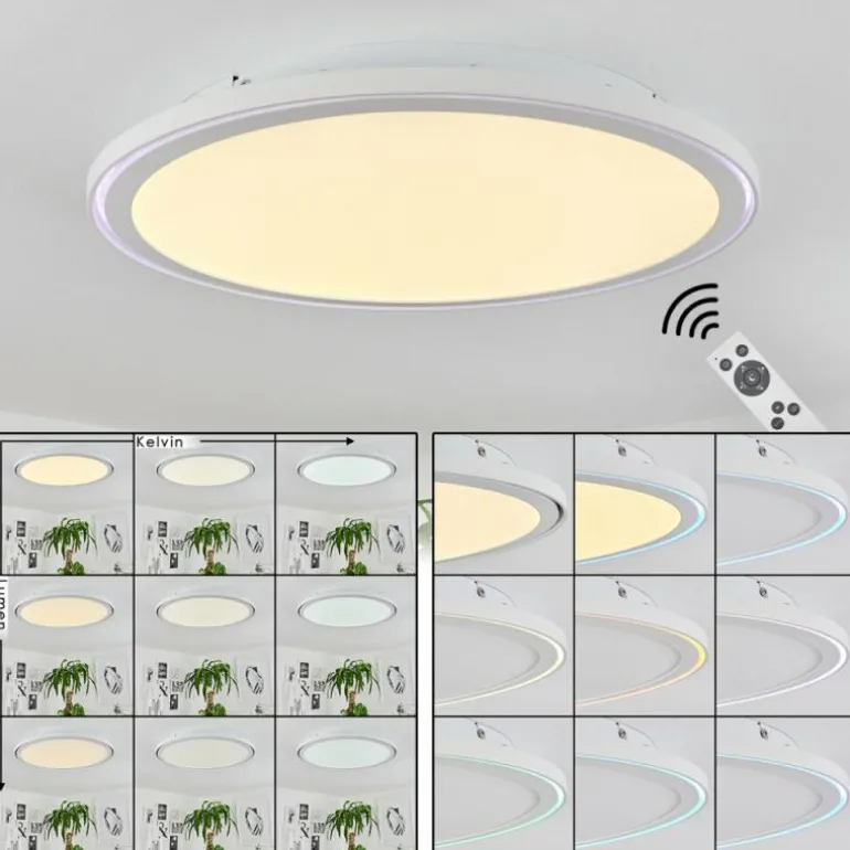 Plafonnier Telsen LED Blanc, 2 lumières, Télécommandes, Changeur de couleurs