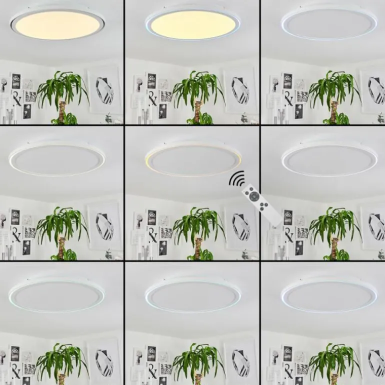 Plafonnier Telsen LED Blanc, 2 lumières, Télécommandes, Changeur de couleurs