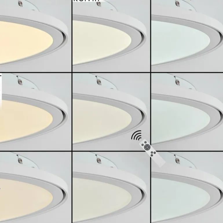 Plafonnier Telsen LED Blanc, 2 lumières, Télécommandes, Changeur de couleurs