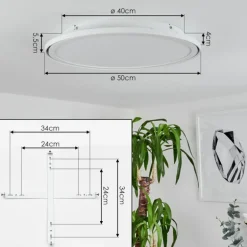 Plafonnier Telsen LED Blanc, 2 lumières, Télécommandes, Changeur de couleurs