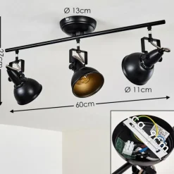 Plafonnier Tina Noir, 3 lumières