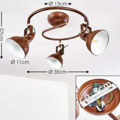 Plafonnier Tina Rouille, 3 lumières