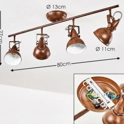 Plafonnier Tina Rouille, 4 lumières