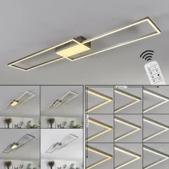 Plafonnier Torresella LED Nickel mat, 2 lumières, Télécommandes