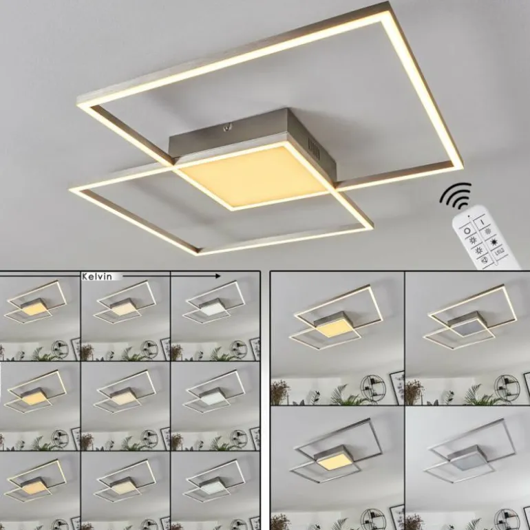 Plafonnier Torresella LED Nickel mat, 2 lumières, Télécommandes