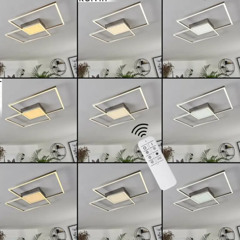 Plafonnier Torresella LED Nickel mat, 2 lumières, Télécommandes