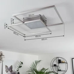 Plafonnier Torresella LED Nickel mat, 2 lumières, Télécommandes