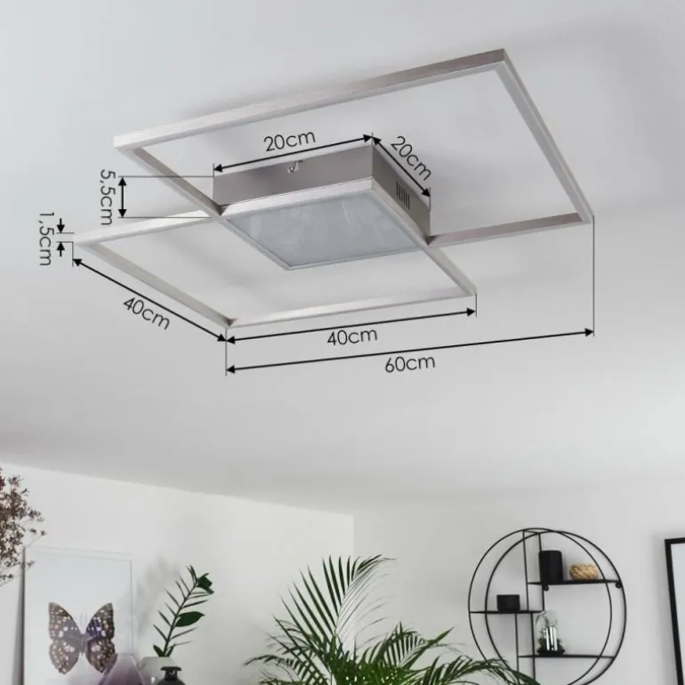 Plafonnier Torresella LED Nickel mat, 2 lumières, Télécommandes