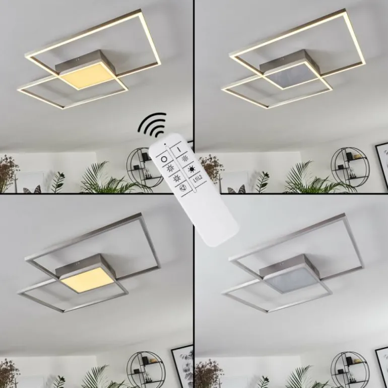 Plafonnier Torresella LED Nickel mat, 2 lumières, Télécommandes