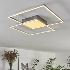 Plafonnier Torresella LED Nickel mat, 2 lumières, Télécommandes