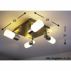 Plafonnier Trio 8214 LED Aluminium, Chrome, Acier inoxydable, 4 lumières