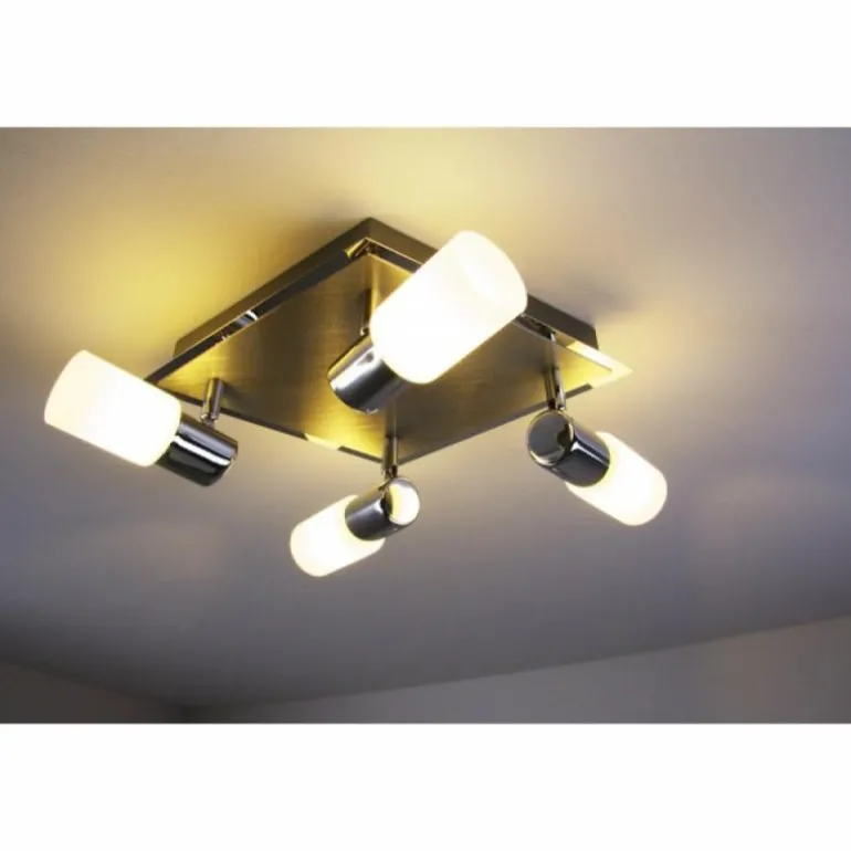 Plafonnier Trio 8214 LED Aluminium, Chrome, Acier inoxydable, 4 lumières