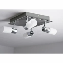 Plafonnier Trio 8214 LED Aluminium, Chrome, Acier inoxydable, 4 lumières