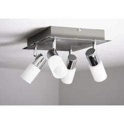 Plafonnier Trio 8214 LED Aluminium, Chrome, Acier inoxydable, 4 lumières