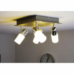 Plafonnier Trio 8214 LED Aluminium, Chrome, Acier inoxydable, 4 lumières