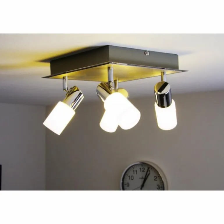 Plafonnier Trio 8214 LED Aluminium, Chrome, Acier inoxydable, 4 lumières