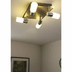 Plafonnier Trio 8214 LED Aluminium, Chrome, Acier inoxydable, 4 lumières