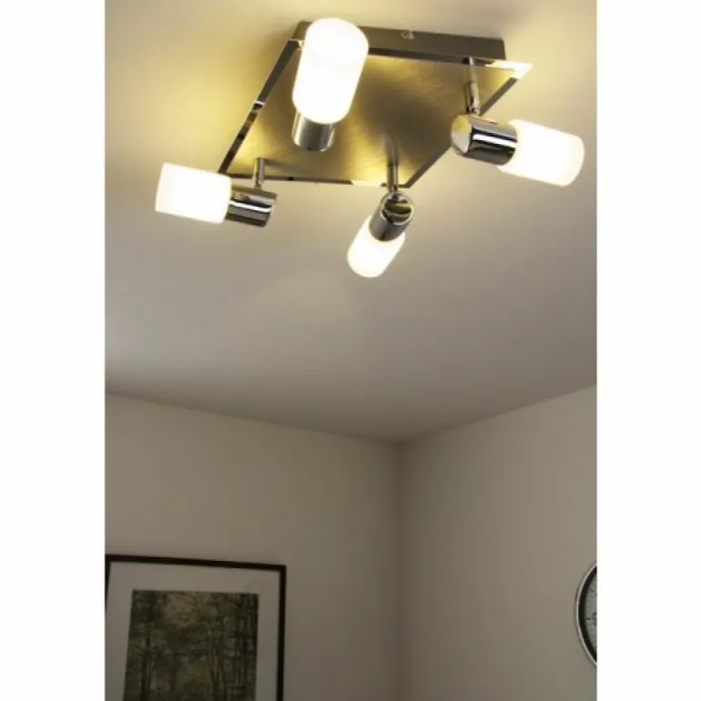 Plafonnier Trio 8214 LED Aluminium, Chrome, Acier inoxydable, 4 lumières