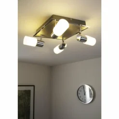 Plafonnier Trio 8214 LED Aluminium, Chrome, Acier inoxydable, 4 lumières