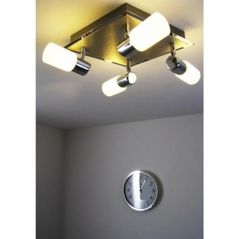Plafonnier Trio 8214 LED Aluminium, Chrome, Acier inoxydable, 4 lumières