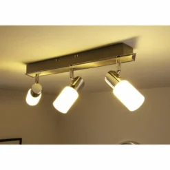 Plafonnier Trio 8214 LED Aluminium, Chrome, Acier inoxydable, 3 lumières