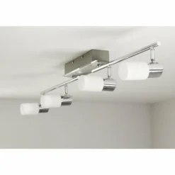 Plafonnier Trio 8214 LED Aluminium, Chrome, Acier inoxydable, 4 lumières
