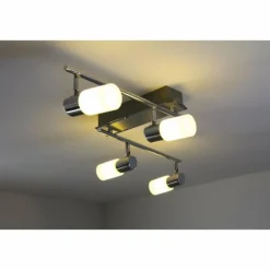 Plafonnier Trio 8214 LED Aluminium, Chrome, Acier inoxydable, 4 lumières